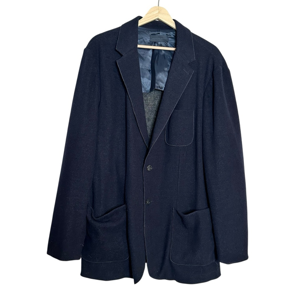 Zachary Prell Navy Soft Knit Blazer Jacket XL Wool Poly Blend